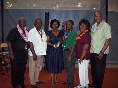 L:R- James Black, Malachi Knowles, Dr. Thelma b. Thompson, Norris Brown, Selina Johnson, Dr. Boger at the Presidential Award presentation at the UMES