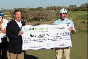 Freddy with Dave Nichols holding check